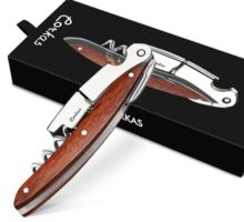 Wine Key – CORKAS Prestige Waiter Corkscrew with Rosewood Handle, Handcrafted Wine Opener Manual with Double Hinged, Foil Cutter and Bottle Opener, Ideal Gifts for Sommelier, Bartenders, Servers